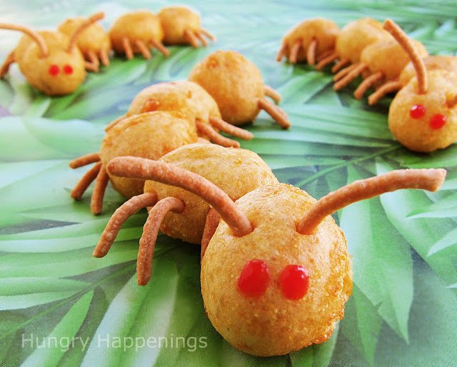http://hungryhappenings.com/wp-content/uploads/2011/08/Corn-Dog-Caterpillar-recipe,-Halloween-party-food,-bug-.jpg