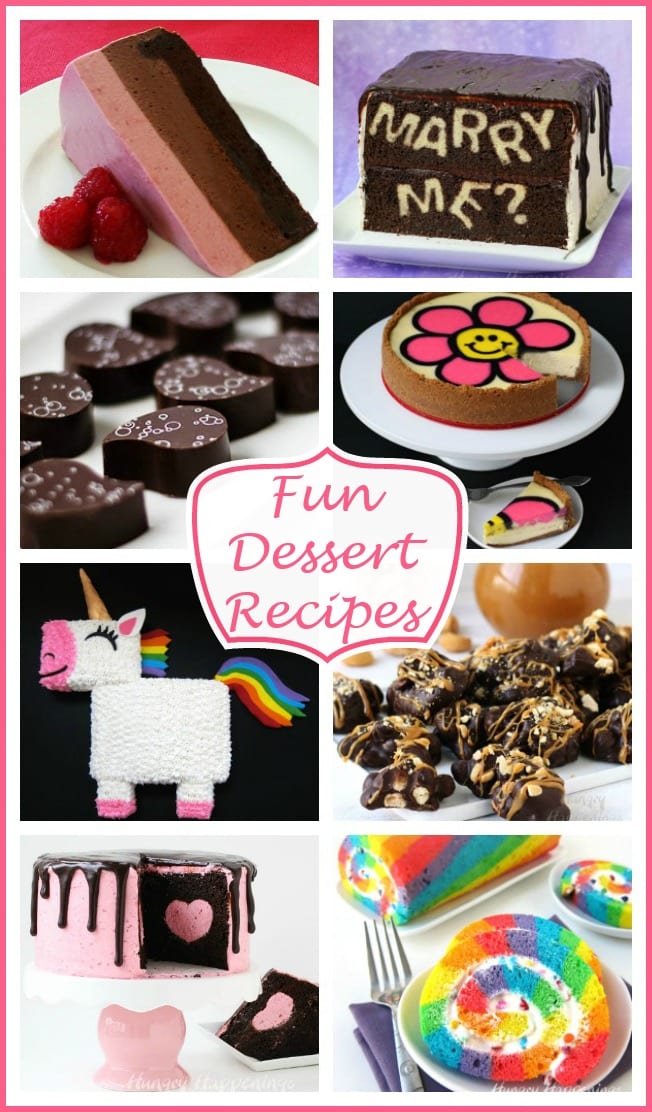 If you want to make festive and fun cookies, cupcakes, cakes, cheesecakes, chocolates, and candies, Hungry Happenings has hundreds of fun Dessert Recipes you will love.