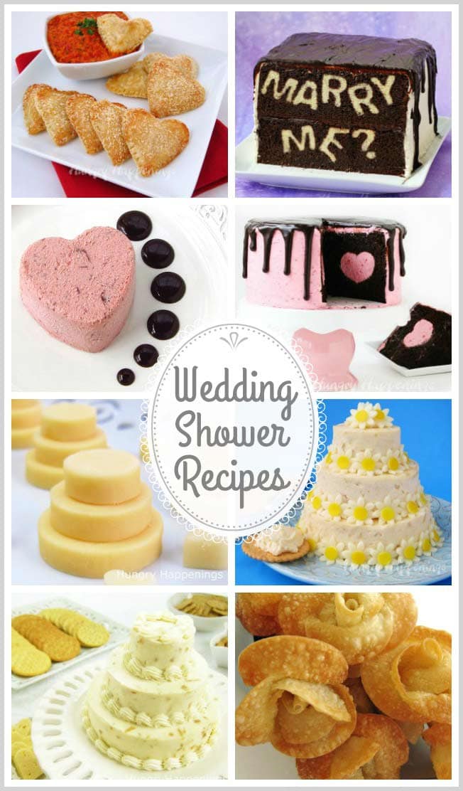 Add some beautiful touches to the dessert and appetizer table at your wedding or bridal shower. These wedding shower recipes will be almost as lovely as the bride to be on her special day.