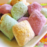 pastel-colored diamond-shaped beignets for Mardi Gras