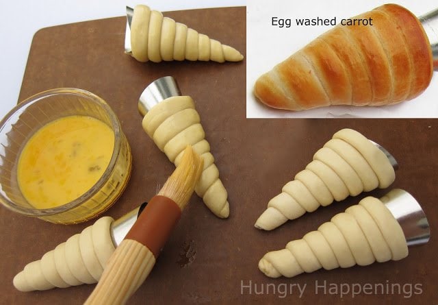 Naturally colored crescent roll carrots.