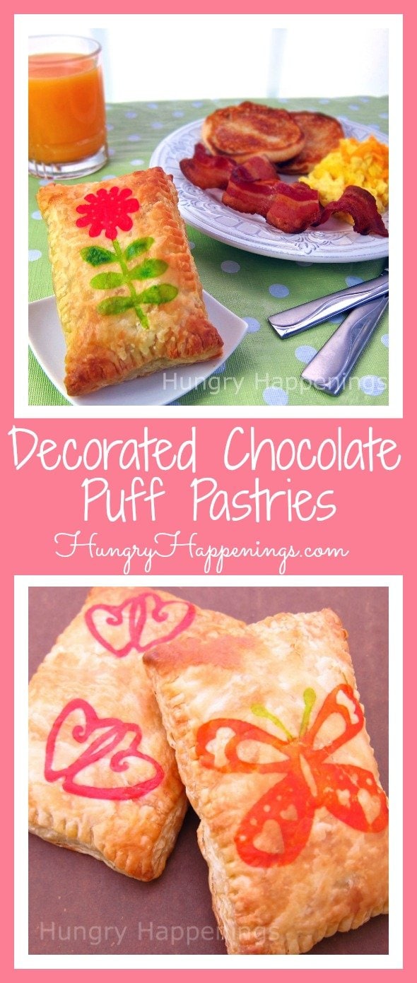Treat the special women in your family to a beautiful breakfast in bed! These Decorated Chocolate Puff Pastries are a great addition to the big meal with just the right amount of sweetness!