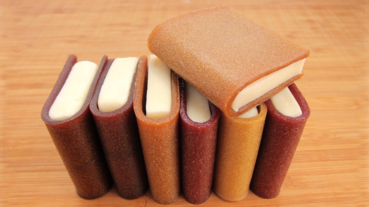 edible books made out of fruit leather and white modeling chocolate. 