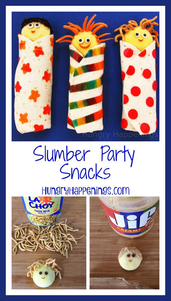 These Slumber Party Snacks will have your kids going wild! These healthy treats are adorably fun and you won't worry about your kids getting too much sugar!
