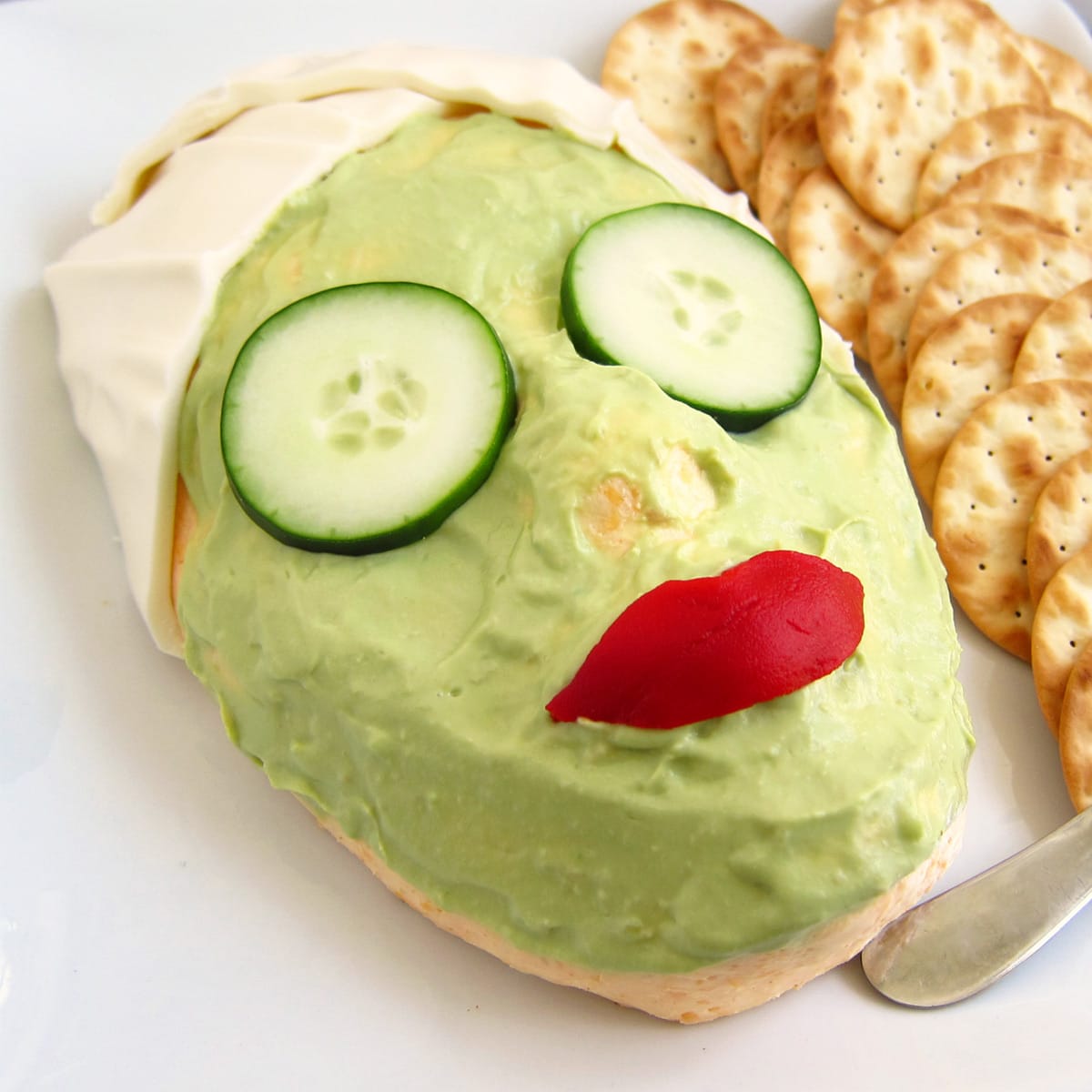 funny appetizer that looks like a woman getting a facial.