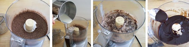 Make chocolate ganache in a food processor. 