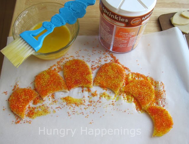 orange sugar sprinkled over pie crust tail feathers.