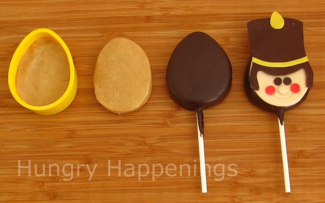 making chocolate dipped peanut butter fudge toy soldier lollipops.
