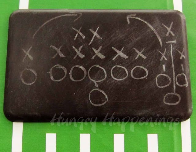 chocolate chalkboard with a game plan drawn on use white chocolate chalk. 