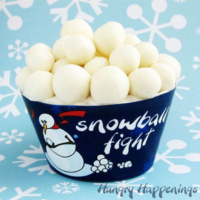Stay inside where it's warm and enjoy these Snowball Fight Cupcakes this winter. These treats are so easy to make using modeling chocolate and they taste great too. 