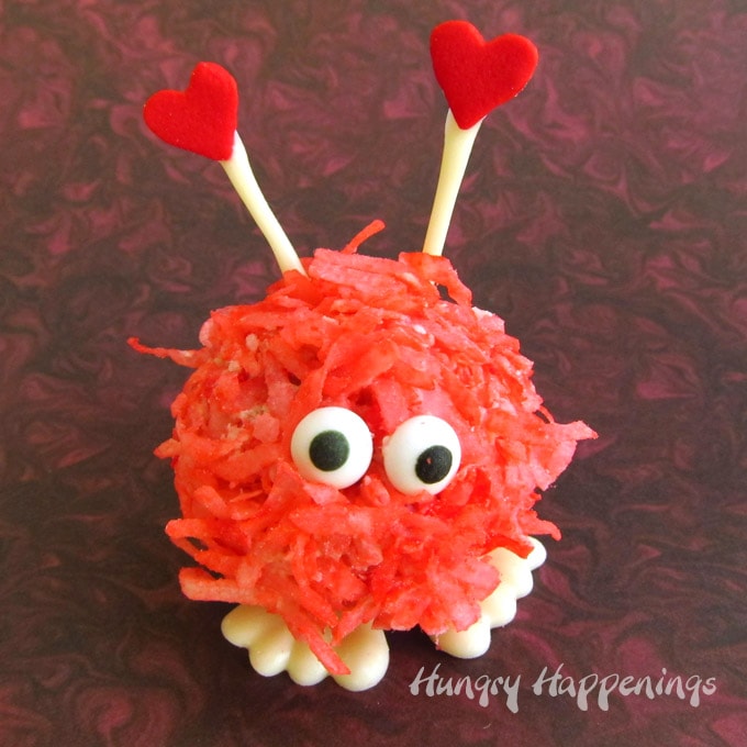 Valentine's Day coconut-coated cake ball warm fuzzy