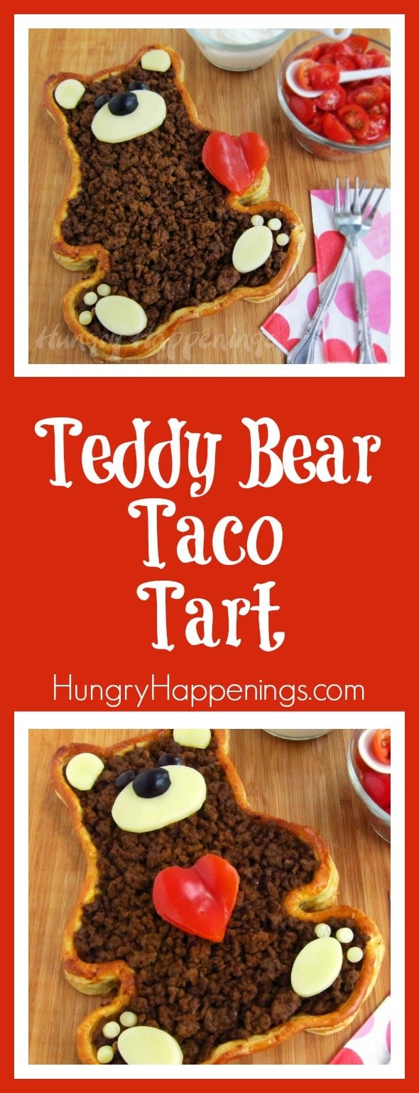 There are other ways of showing love besides giving sweets! This Teddy Bear Taco Tart is a perfect example of that, make your loved ones a delicious dinner show them what they mean to you.