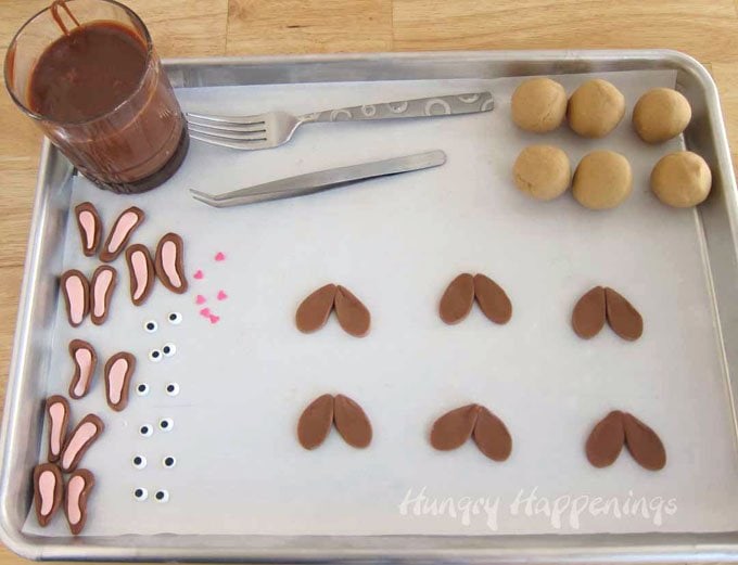 How to make peanut butter fudge filled chocolate Easter bunnies with modeling chocolate ears and feet. 