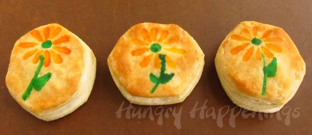 baked biscuits stamped with pretty flowers.