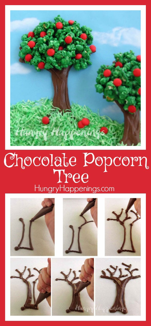 Celebrate Earth Day by making these Chocolate Popcorn Trees! They are so simple to make and are great projects for your kids to join in on making!