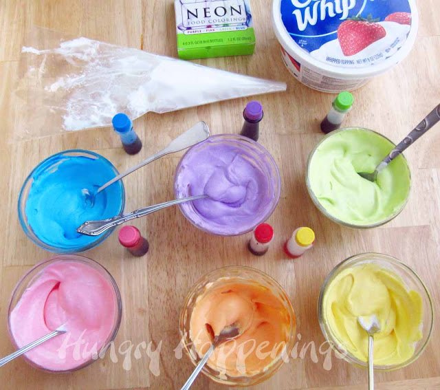 coloring whipped topping using food coloring.
