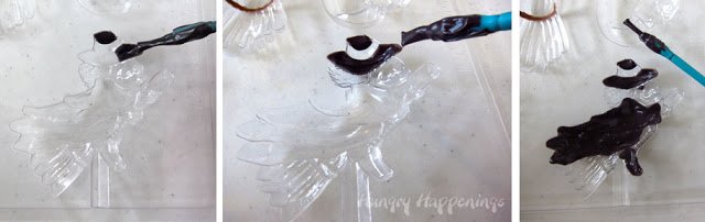 painting black candy melts in a witch candy mold. 