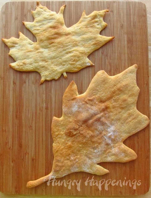 two baked leaf-shaped crusts. 