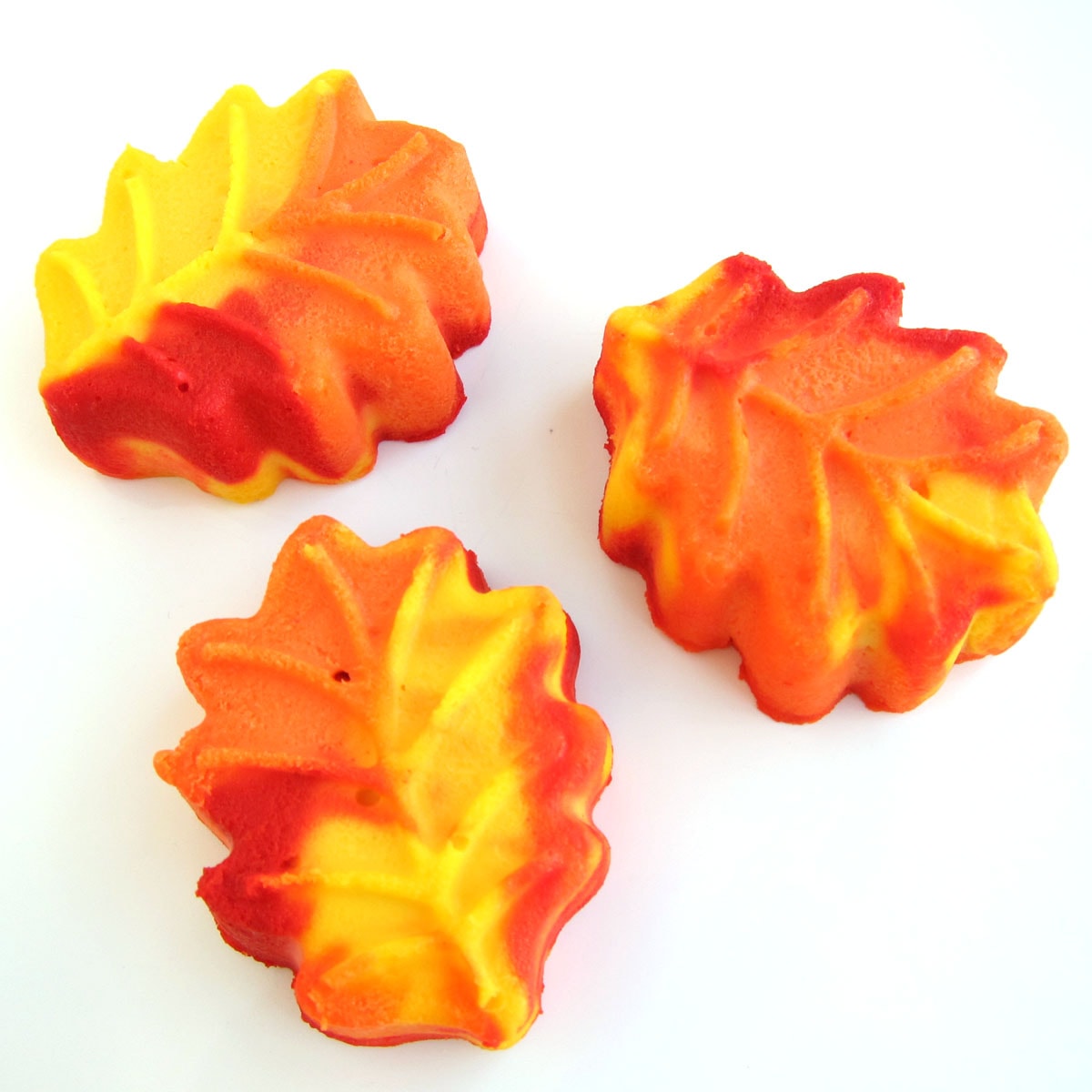 red, yellow, and orange cheesecake leaves.