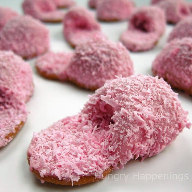 pink fuzzy slipper cookies. 