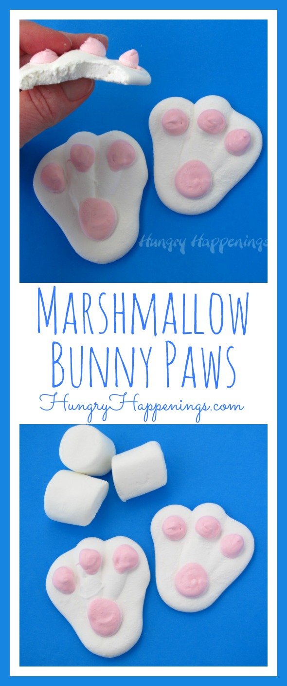 Catch Peter Cotton Tail hopping down the bunny trail! These Homemade Marshmallow Easter Bunny Paws are the perfect treat to fill up those Easter baskets and are more scrumptious than store bought candies!