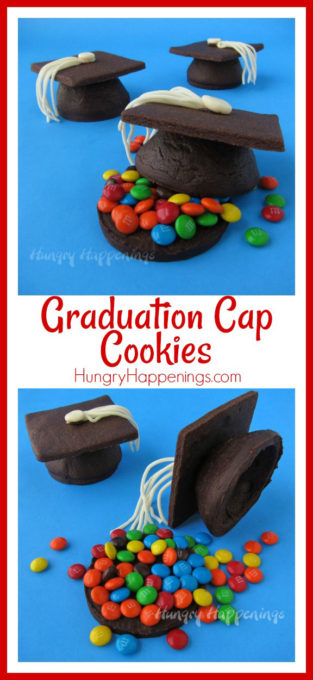 Looking for a great dessert for your child's graduation party? These Candy Filled Chocolate Graduation Cap Cookies are an amazing way to wow everyone!