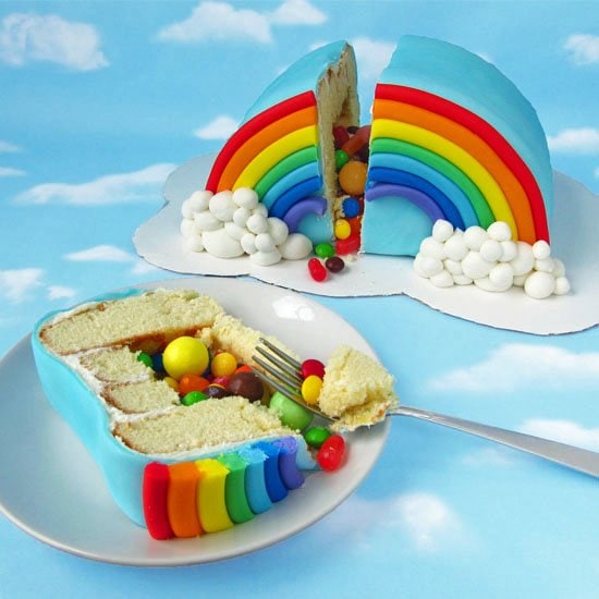 rainbow pinata cake filled with candy