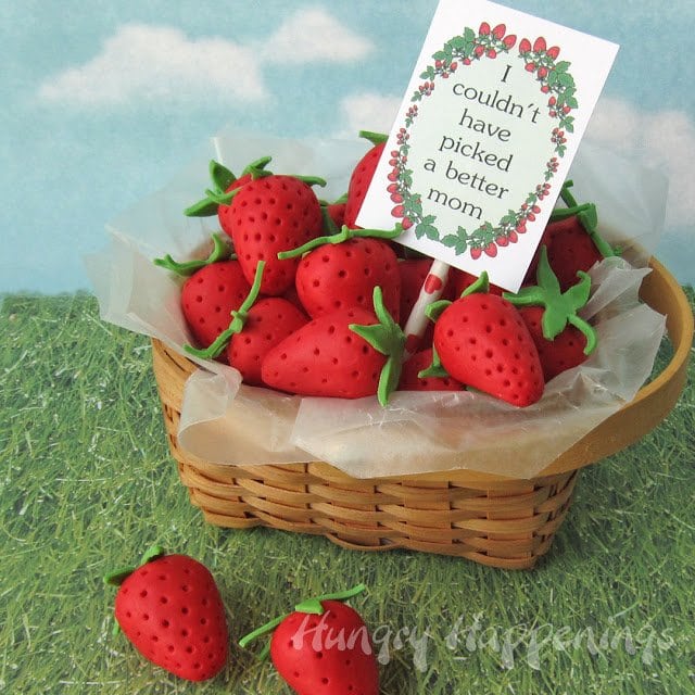 I couldn't have picked a better mom sign in a basket filled with strawberry candies. 