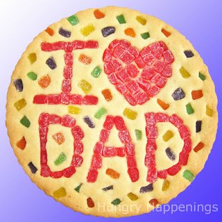 Father's Day cookie cake topped with gumdrops. 