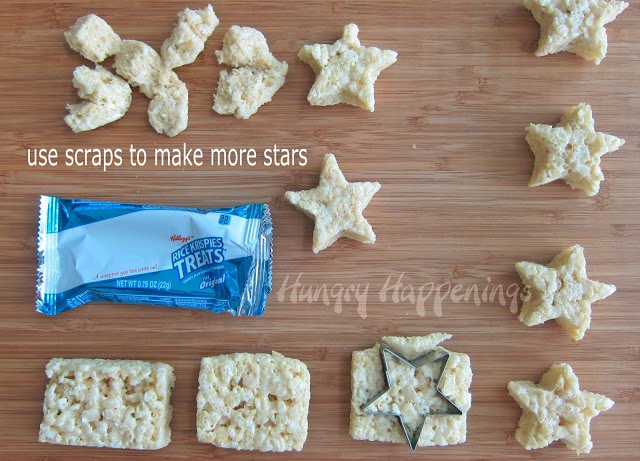 Cutting rice crispy treats into stars using a cookie cutter period