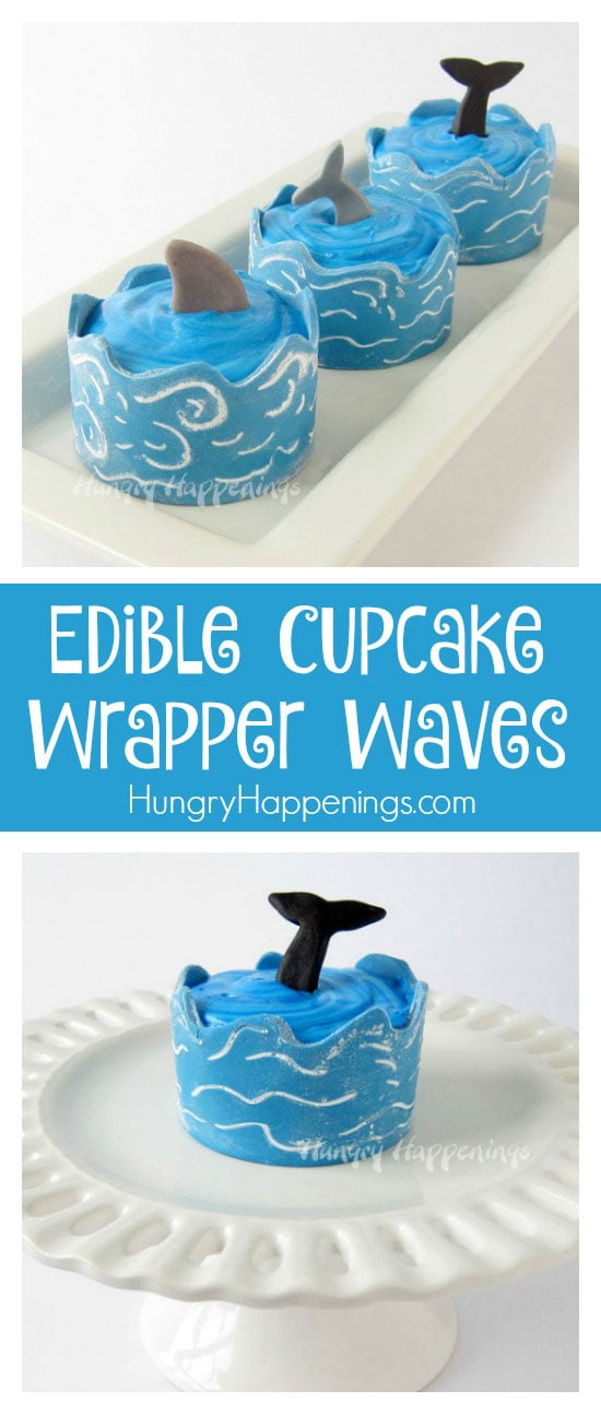 Ocean Cupcakes with Edible Cupcake Wrapper Waves