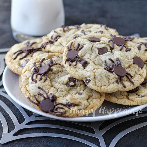 Spider Infested Chocolate Chip Cookies from Hungry Happenings