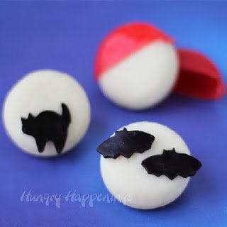 Babybel Cheese Decorated with bats and cats.