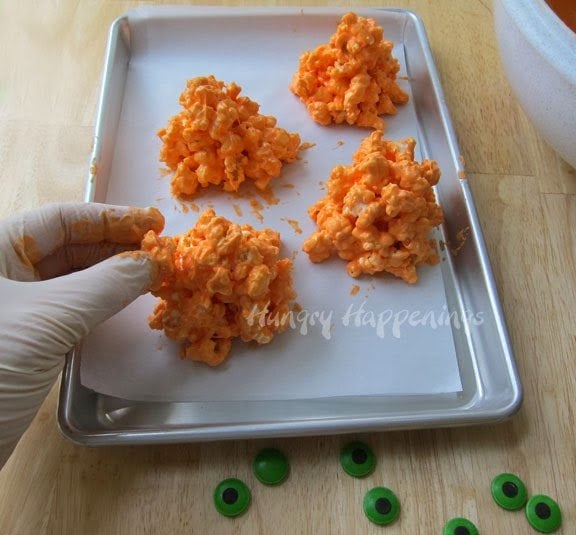 making orange popcorn monsters. 