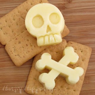 skull-shaped mozzarella cheese served on crackers. 
