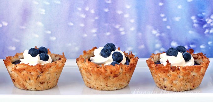 Coconut Macaroon Cups filled with Fresh Blueberry Curd