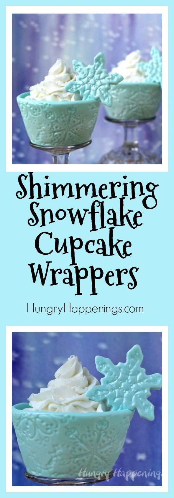 Add a little extra pizazz to your holiday cupcakes and make them look like you just picked them up from being in the snow. These Shimmering Snowflake Cupcake Wrappers will cool off these delicious hot desserts.