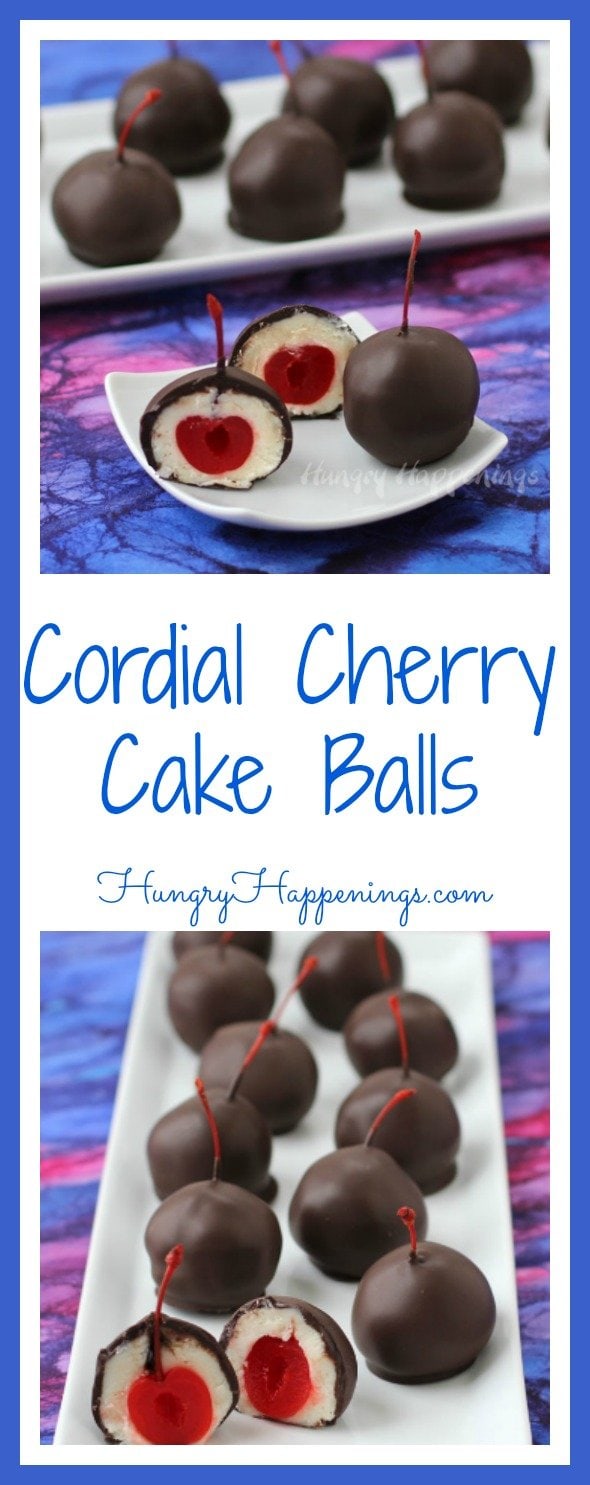 One of my favorite desserts ever are cherry cordials so I decided to make them even better and made these Cordial Cherry Cake Balls. The cherry flavor bursts as the cake melts and your mouth will overload with all this deliciousness!