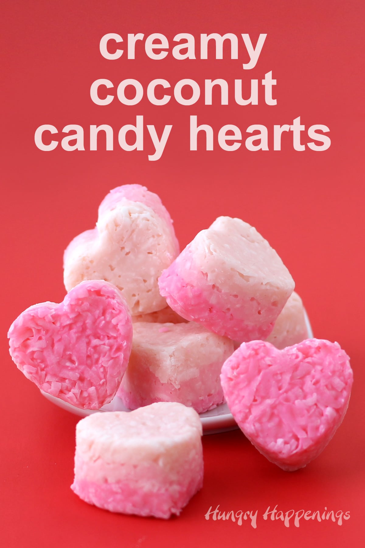 creamy coconut candy hearts for Valentine's Day or a bridal shower