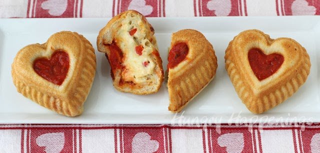 Valentine's Day Dinner Calzone Hearts | HungryHappenings.com