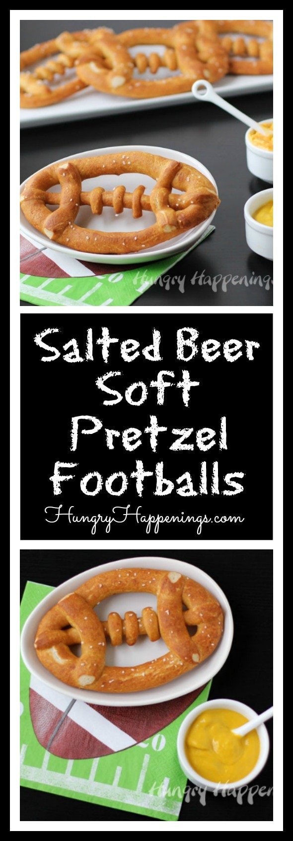 Personally, I LOVE soft pretzels and they are and always will be my soul mate. So trust me when I say these Salted Beer Soft Pretzel Footballs are a must have for any Super Bowl party.