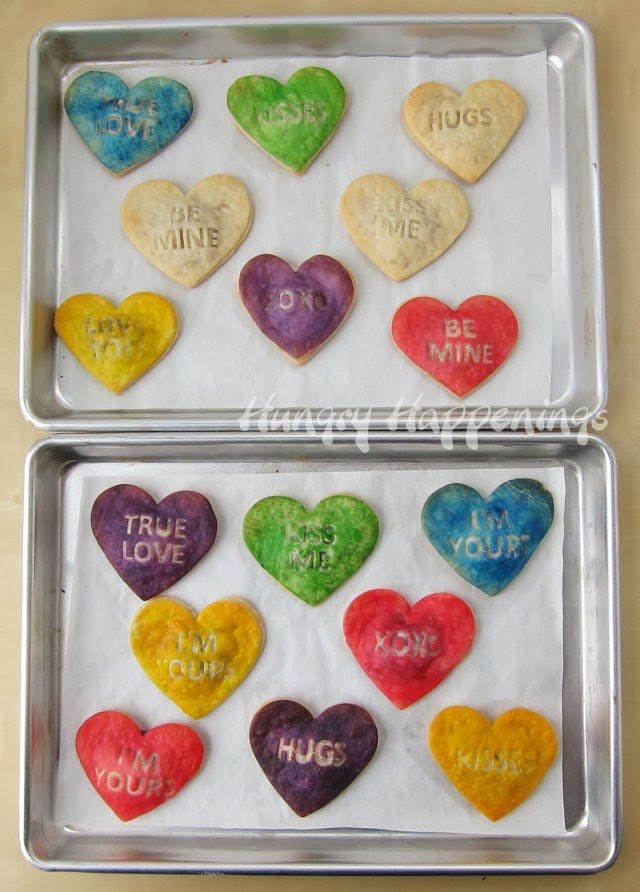 baked conversation heart pastries