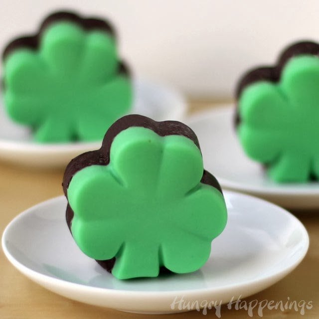 You can't go wrong by making these Double Chocolate Creme de Menthe Fudge Shamrocks for St. Patrick's Day! They are absolutely delicious and have just the right amounts of mint and chocolaty goodness.