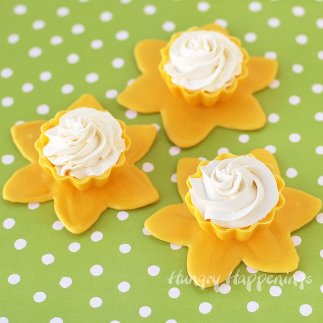 Daffodil Candy Cups filled with Lemon Mousse