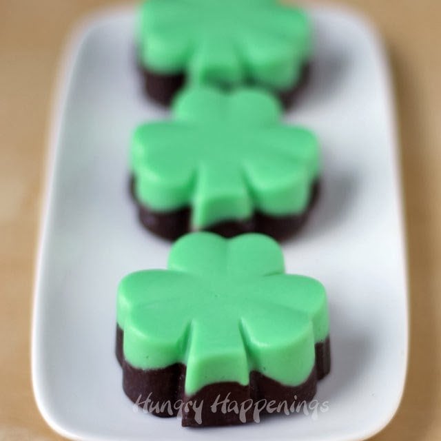 You can't go wrong by making these Double Chocolate Creme de Menthe Fudge Shamrocks for St. Patrick's Day! They are absolutely delicious and have just the right amounts of mint and chocolaty goodness.