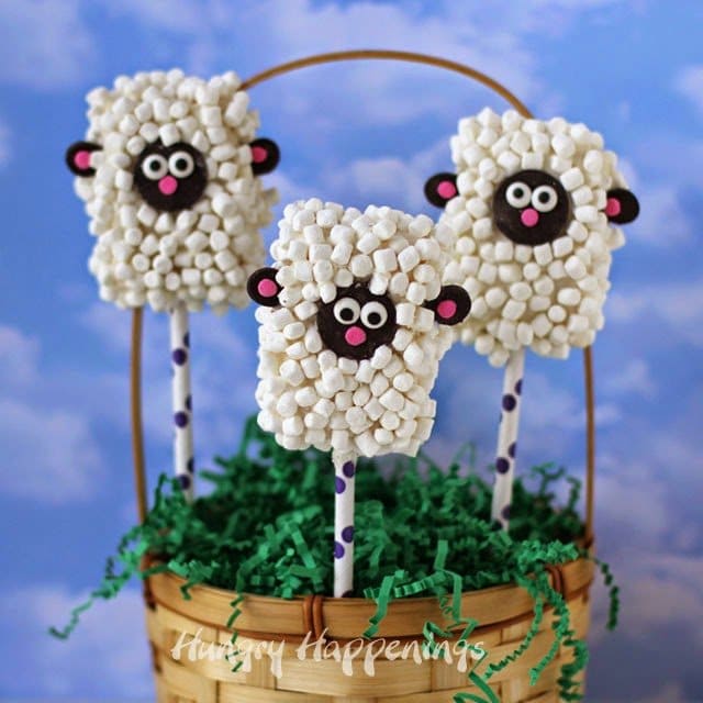Everyone loves Rice Krispies Treats, so why not make them into a festive Easter basket candy! These adorable Rice Krispies Treat Lamb Pops might be too cute to eat, but once you take one bite you wont be able to stop!