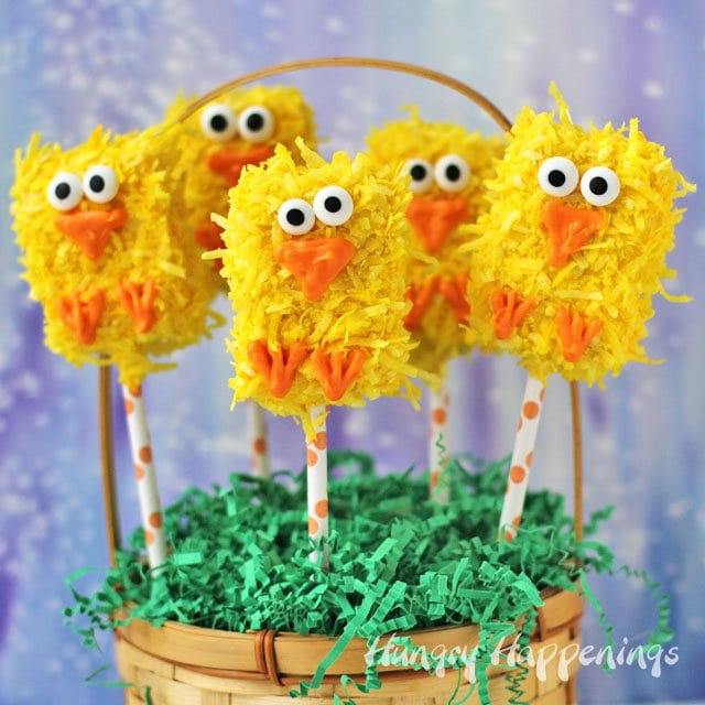 Add Easter Rice Krispie Treats to your baskets this year. Your kids will love finding these adorably cute Fuzzy Chick Pops nestled among their jelly beans and chocolate bunnies.