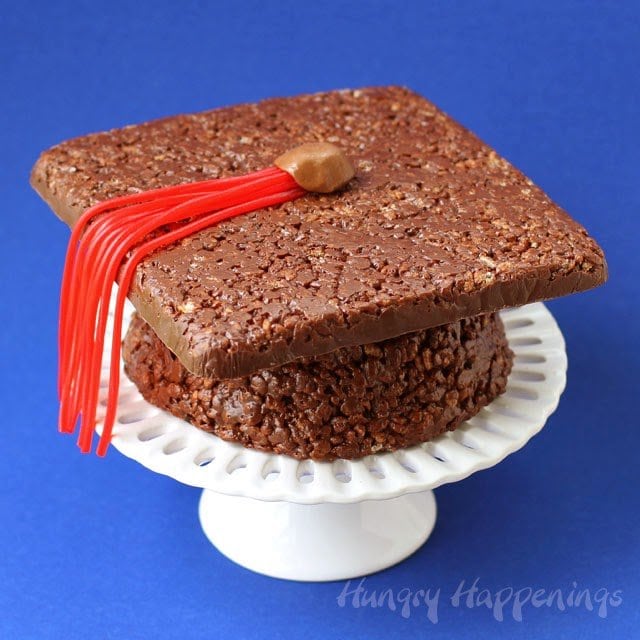 Cocoa Krispies Treat Graduation Cap | HungryHappenings.com