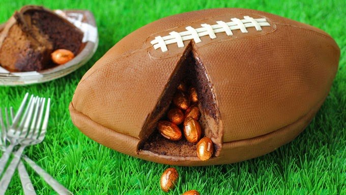 Candy-filled football cake.
