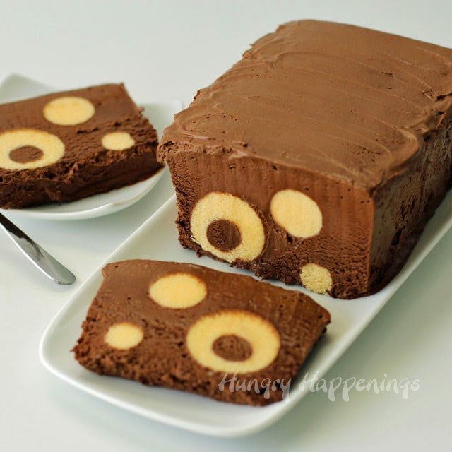 Polka Dot Pound Cake Filled Chocolate Semifreddo